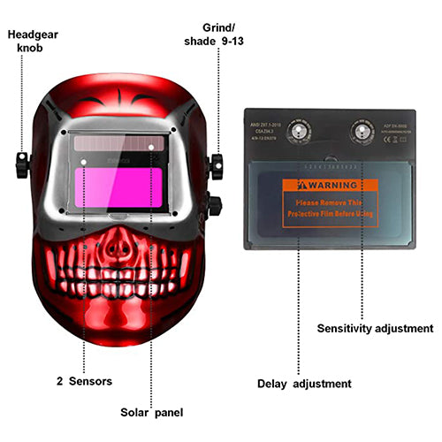 Sensitivity knob auto-darkening welding helmets